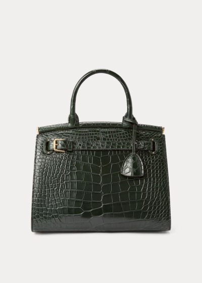 Bolsos De Mano Ralph Lauren Mujer Verdes - Alligator Medium RL50 - HOKEC2105